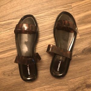 O’Neill black and brown jelly sandals